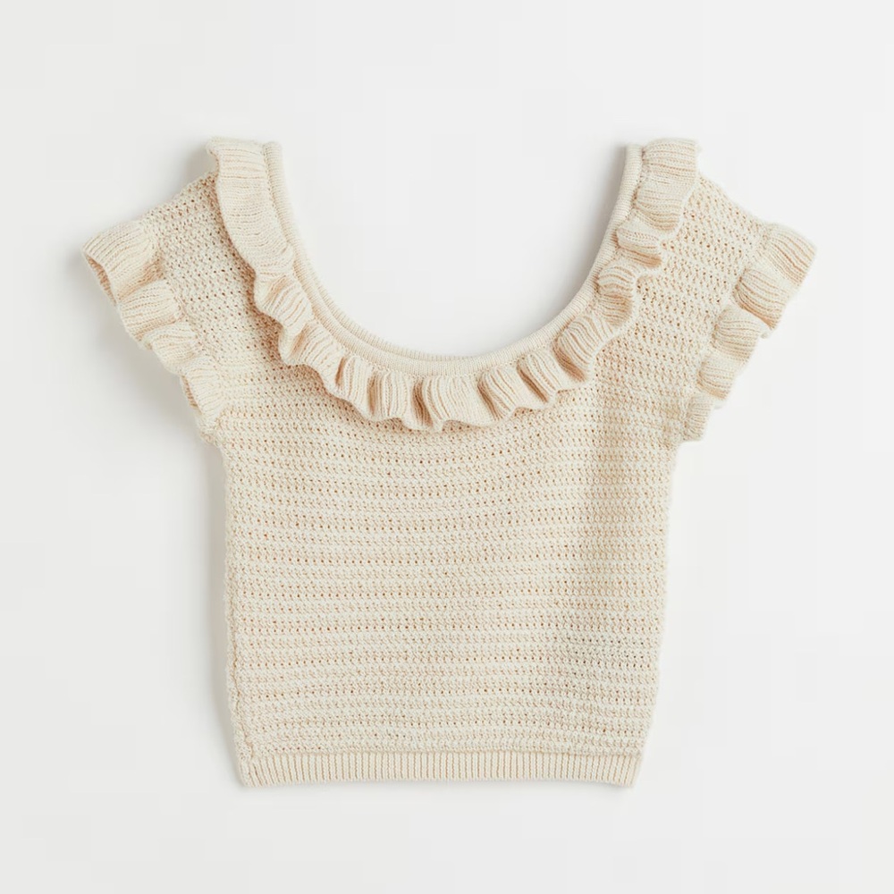 H&M Cream Crochet Knit Top